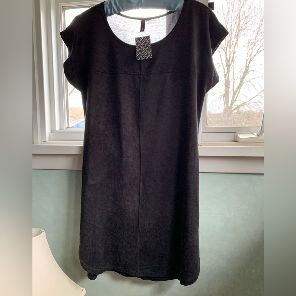 H&M Divided Black Women's Suede-Look Short Sleeve long Top or mini dress